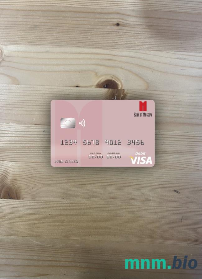 Russia bank of Moscow visa obciążyć card wygląd fotograficzny skan PSD + zdjęcie